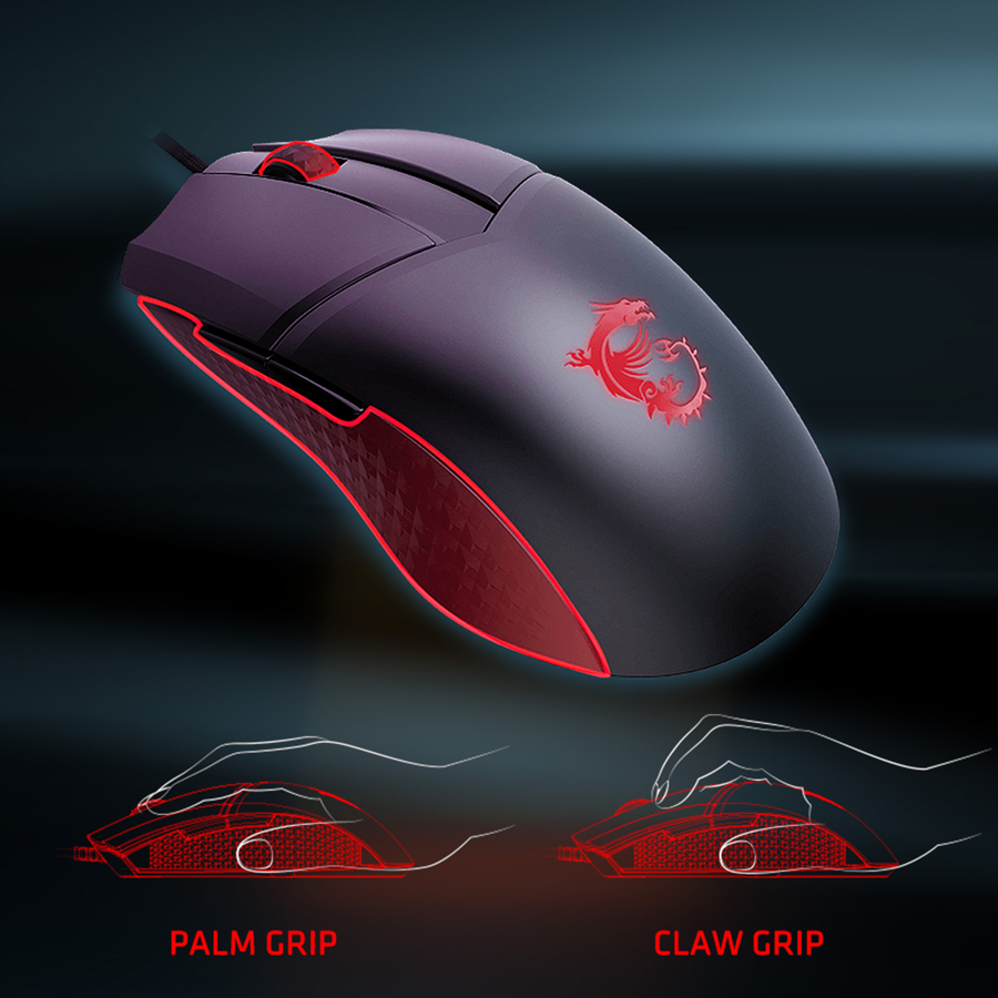 Under a CLUTCH GM41 LIGHTWEIGHT V2 mouse are display of palm grip and claw grip.